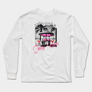 Sandy Toes Neon Pink Long Sleeve T-Shirt